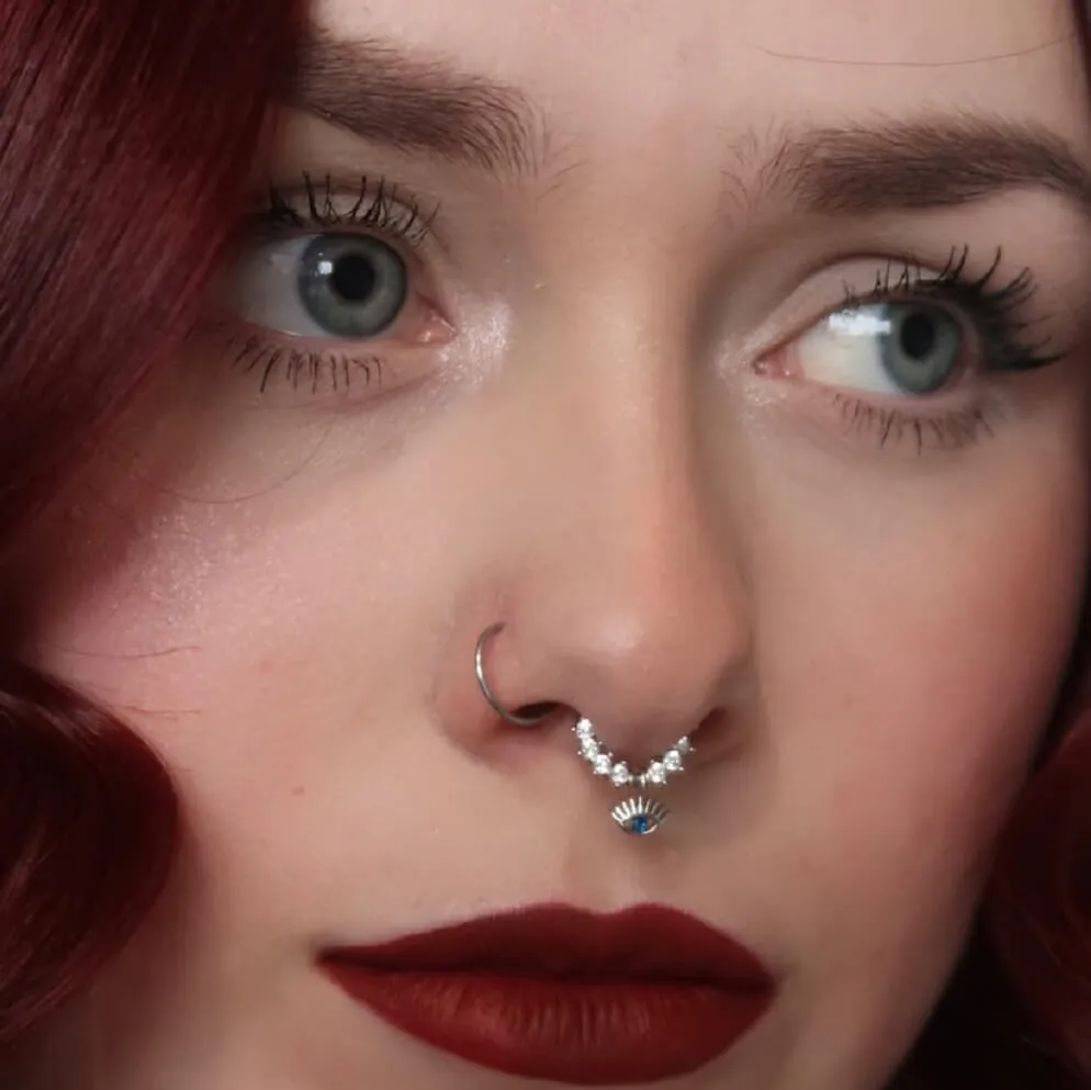 16G Eye Shape Evil Eye Septum Ring Helix Earrings