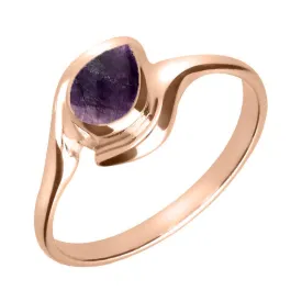 18ct Rose Gold Blue John Offset Pear Ring