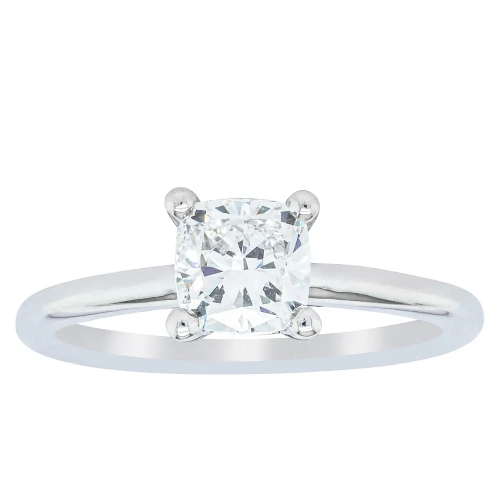 18ct White Gold 1.00ct Cushion Cut Diamond Melba Ring