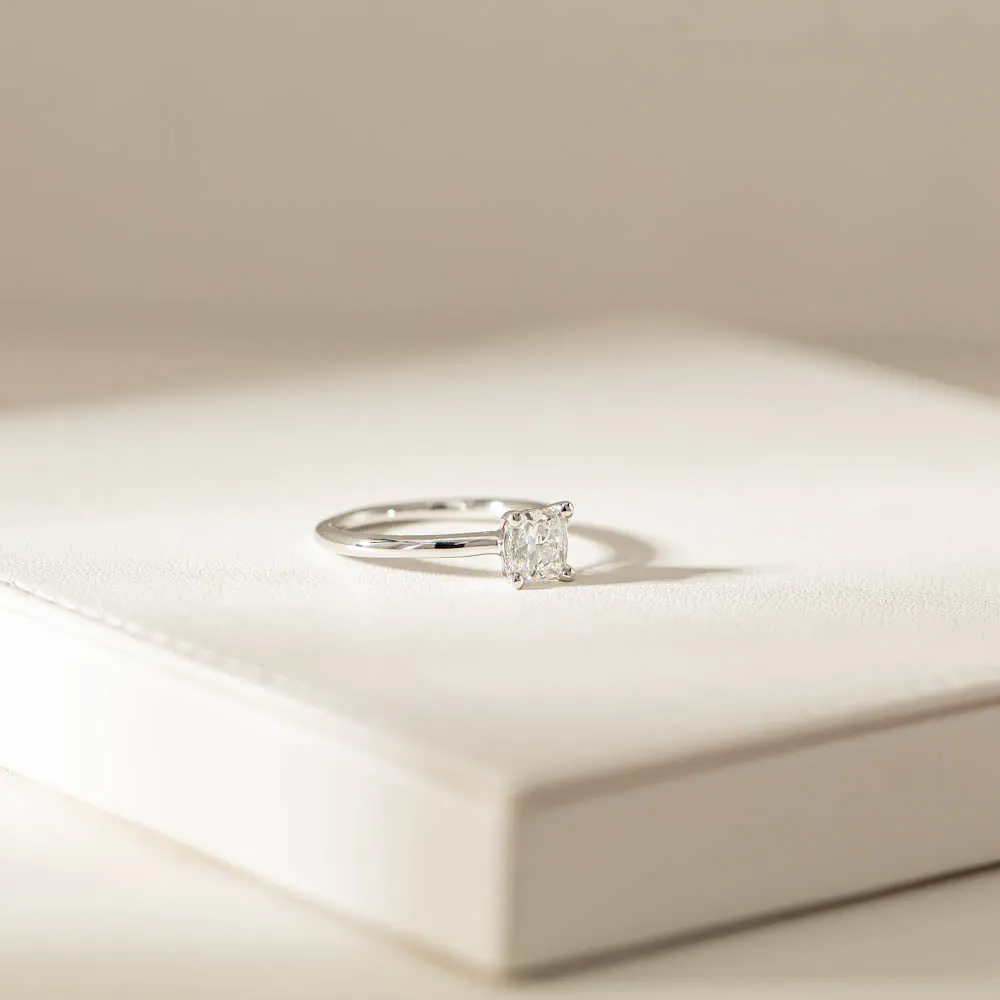 18ct White Gold 1.00ct Cushion Cut Diamond Melba Ring