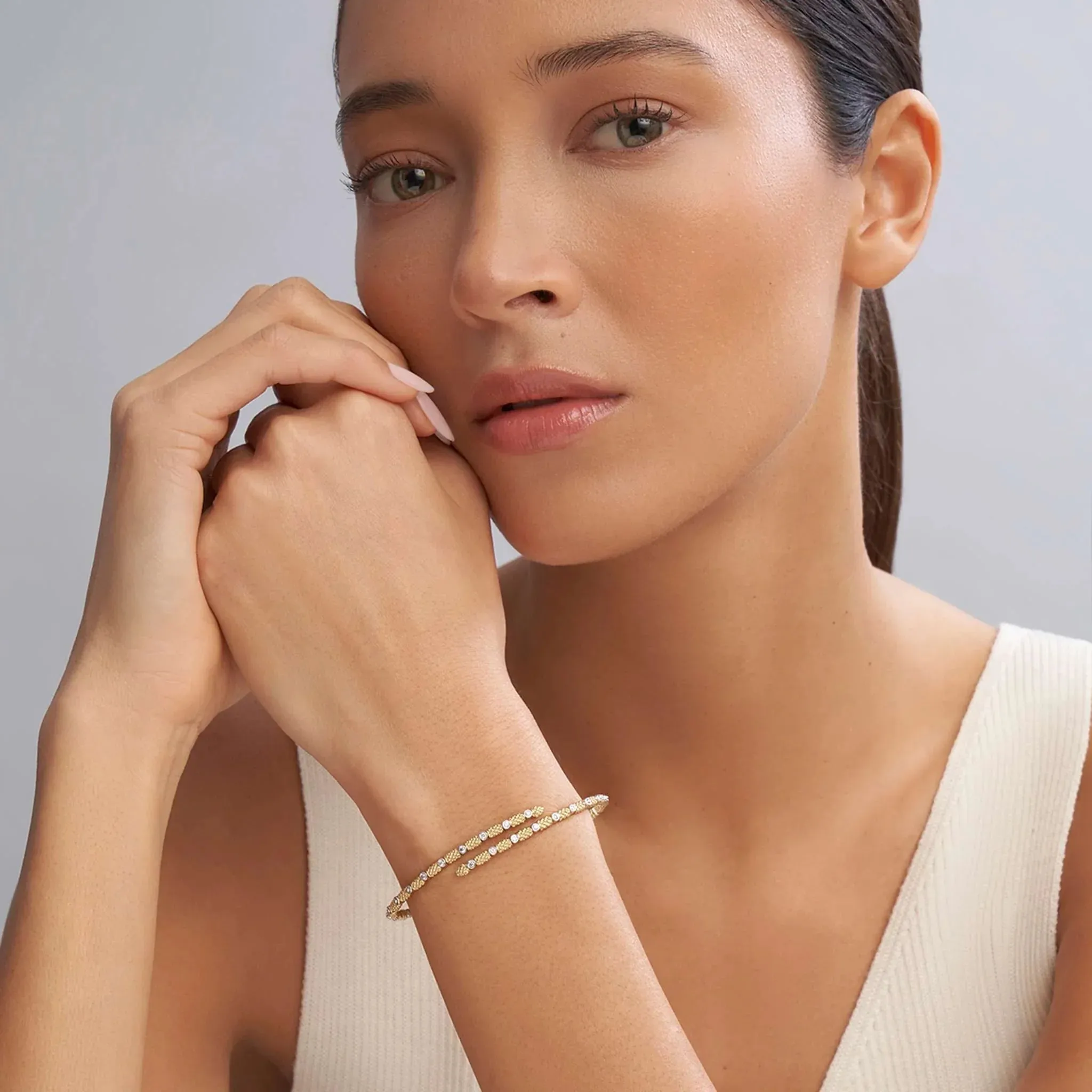 18K Gold and Diamond Superfine Cuff Bracelet
