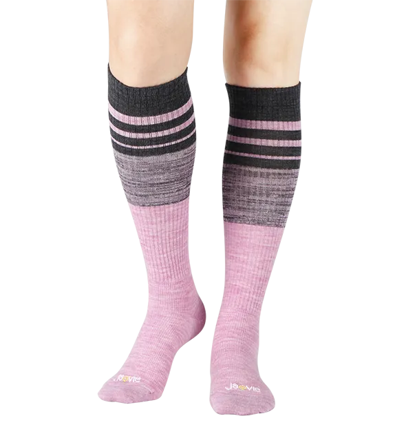 73% Rich Merino Wool Everyday Compression Socks (15-20mmHg) - Mock Rib Colorblock - 3 Pack