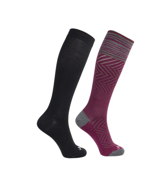 76% Rich Merino Wool Everyday Compression Socks (15-20mmHg) - Zig-Zag- 2 Pack