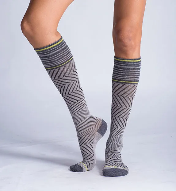 76% Rich Merino Wool Everyday Compression Socks (15-20mmHg) - Zig-Zag- 2 Pack