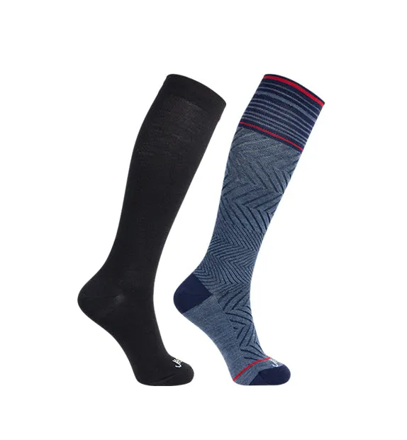 76% Rich Merino Wool Everyday Compression Socks (15-20mmHg) - Zig-Zag- 2 Pack