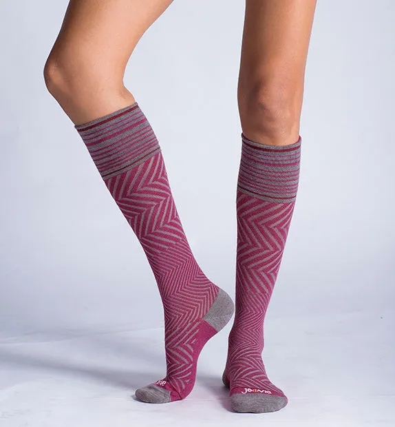 76% Rich Merino Wool Everyday Compression Socks (15-20mmHg) - Zig-Zag- 2 Pack