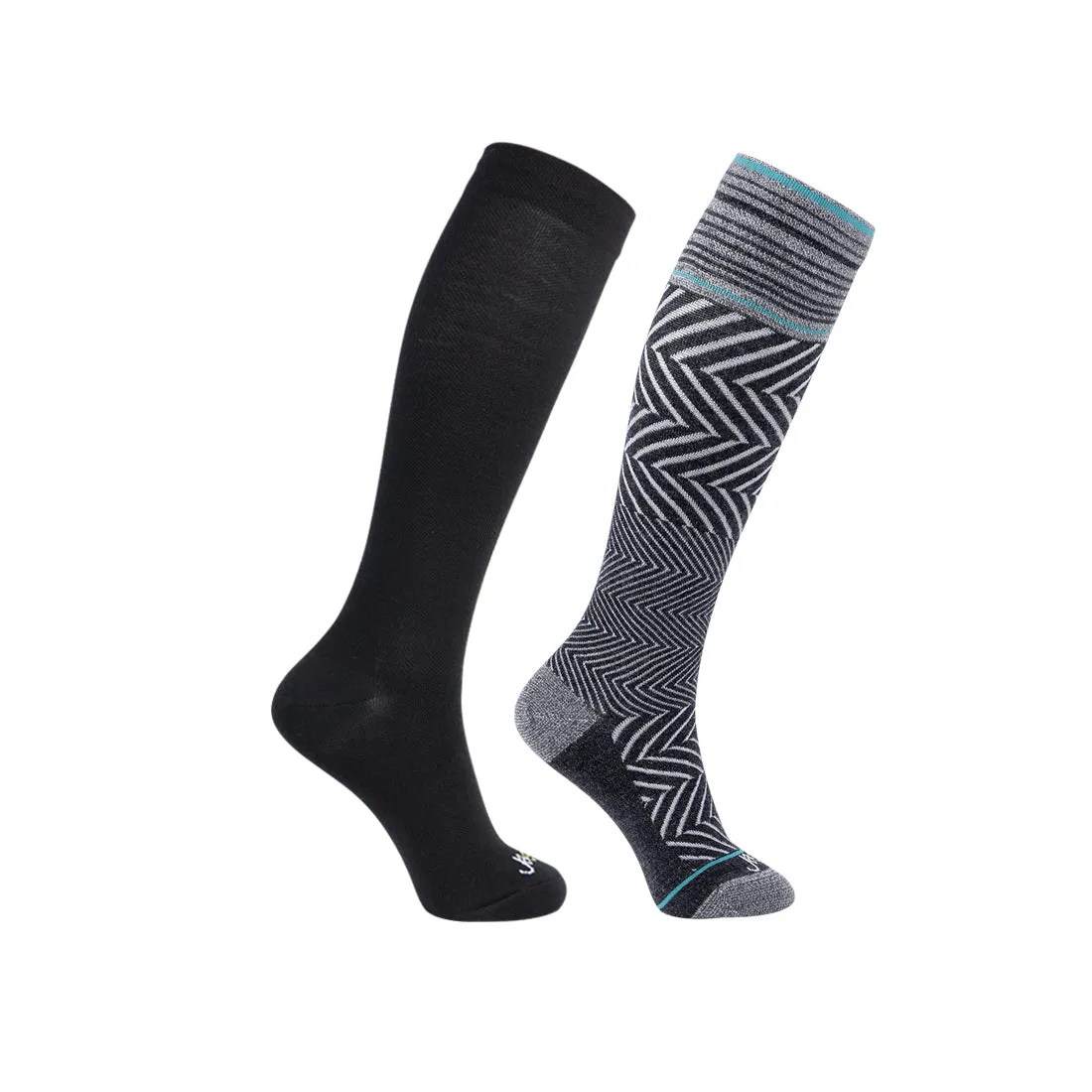 76% Rich Merino Wool Everyday Compression Socks (15-20mmHg) - Zig-Zag- 2 Pack