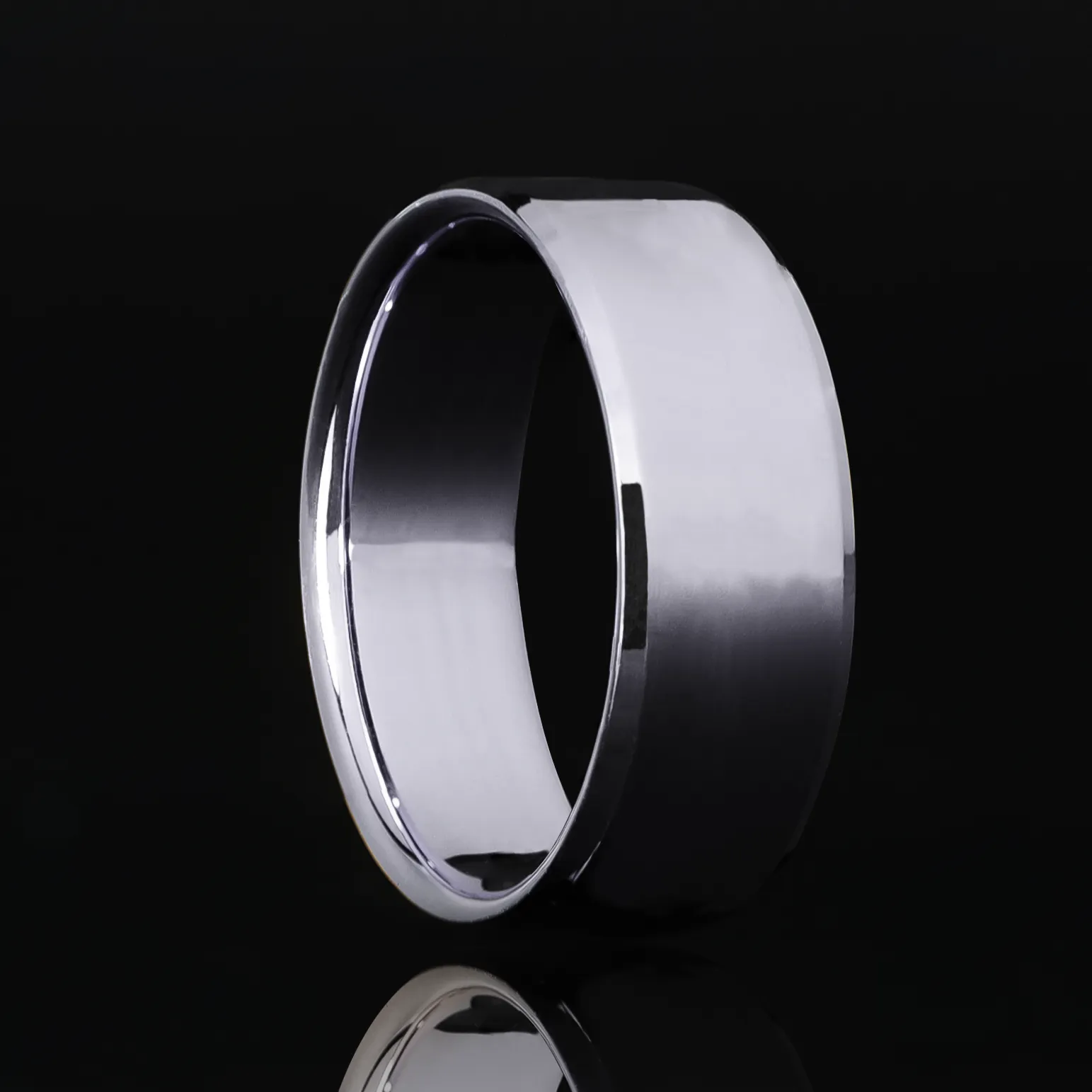 8mm Beveled Platinum Ring