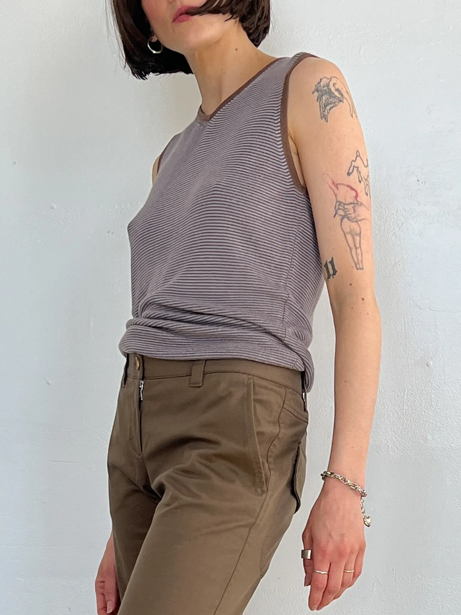90s Fine Knit Striped Vest (S)