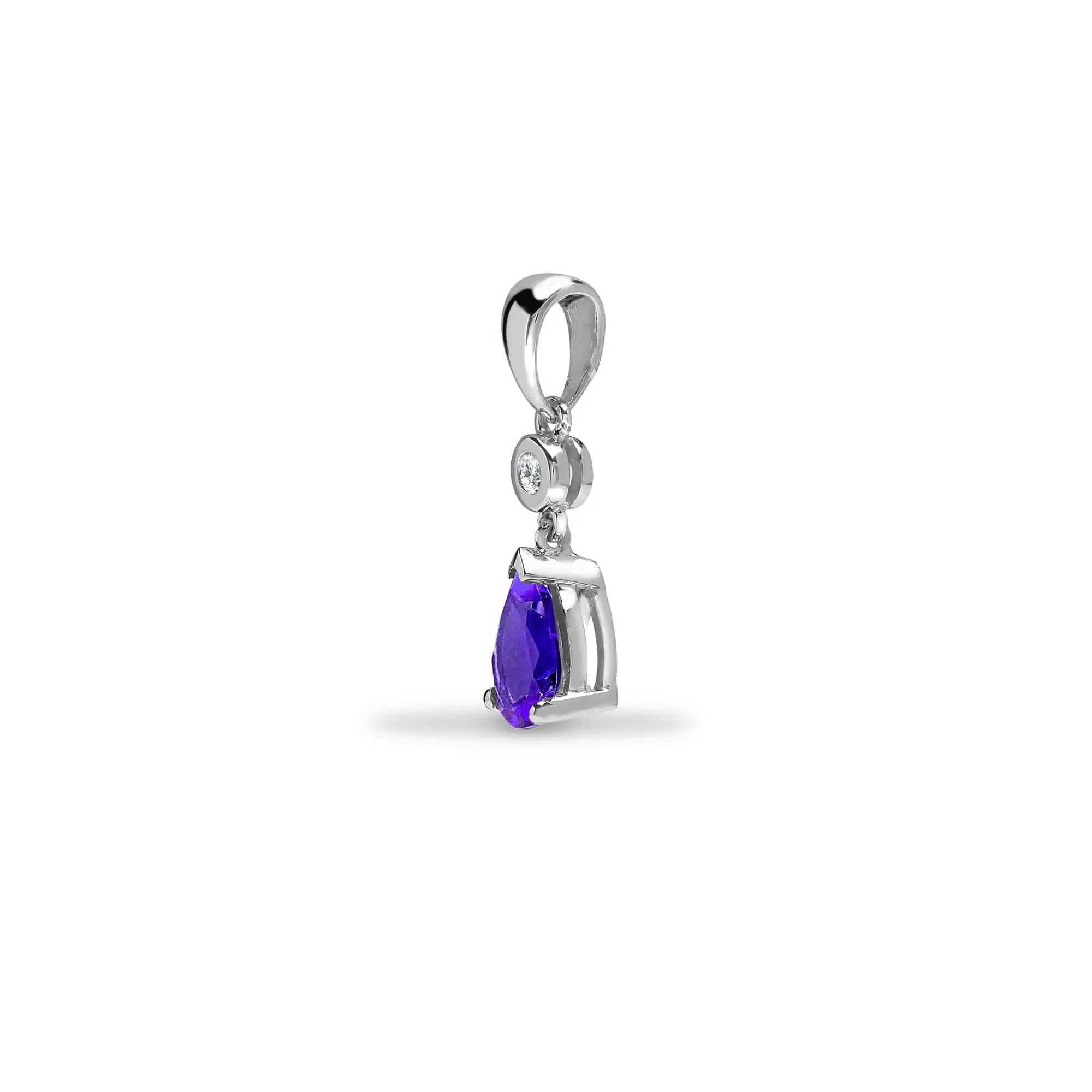 9ct White Diamonds - 4pts Tanzanite - 60pts Drop Pendant