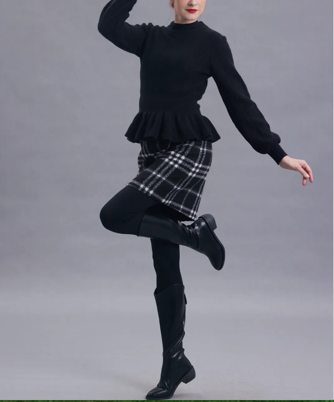 Ada Black Plaid Wool Skirt