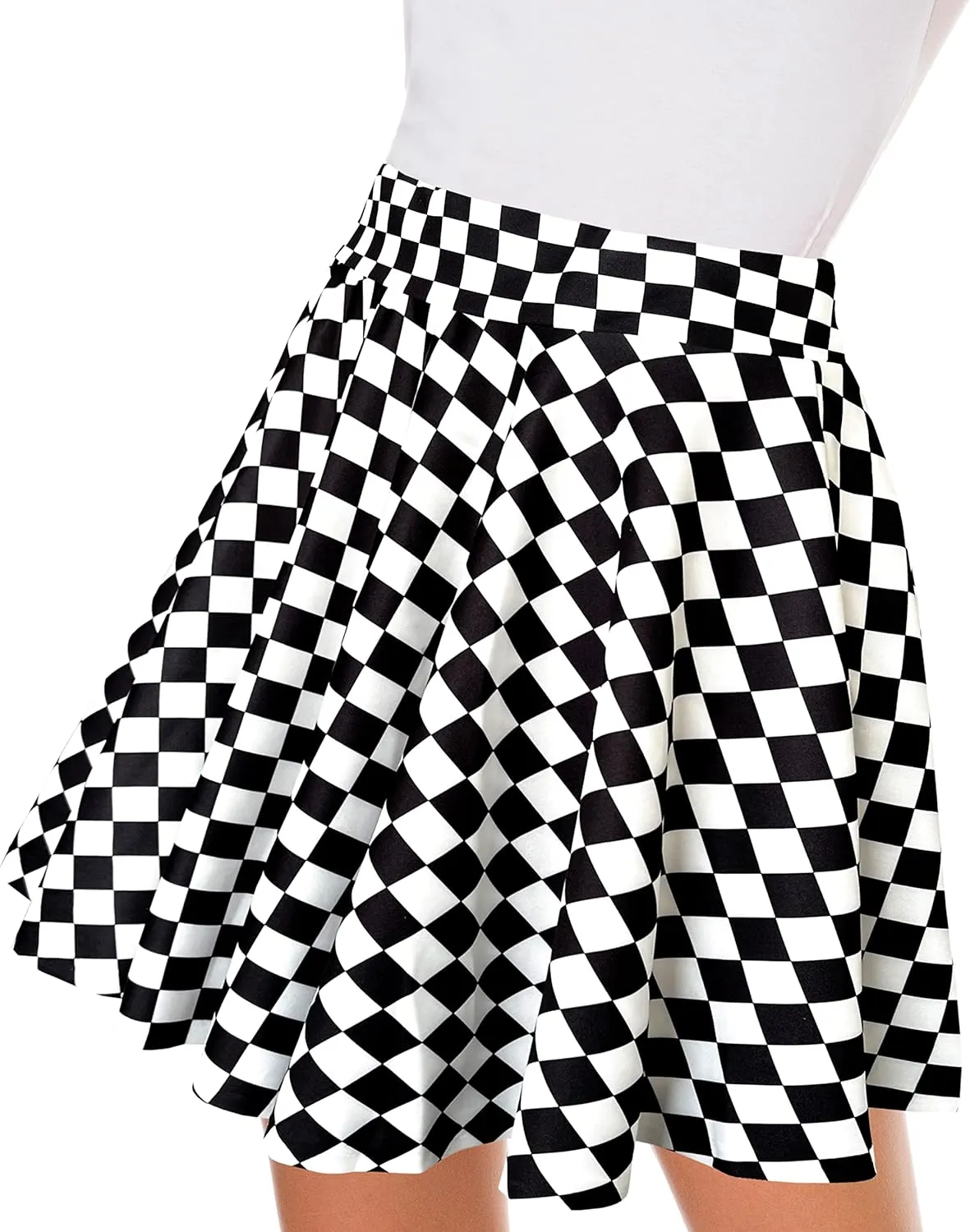 Afibi Casual Mini Stretch Waist Flared Plain Pleated Skater Skirt