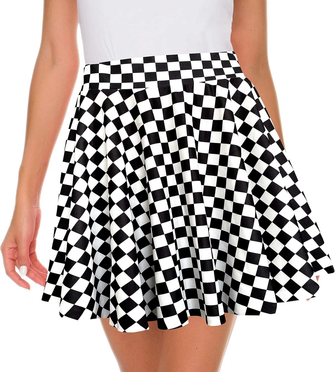 Afibi Casual Mini Stretch Waist Flared Plain Pleated Skater Skirt