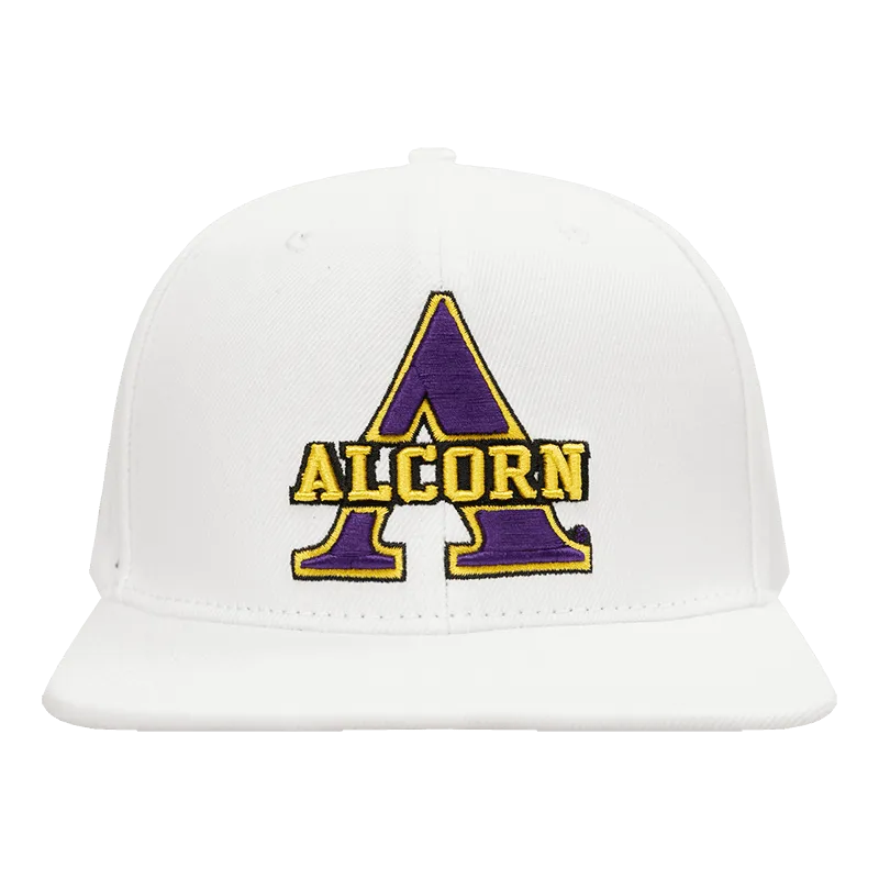 ALCORN STATE UNIVERSITY CLASSIC UNISEX WOOL SNAPBACK HAT (WHITE)