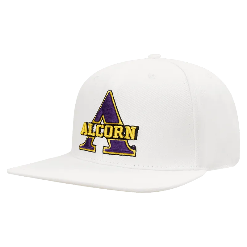 ALCORN STATE UNIVERSITY CLASSIC UNISEX WOOL SNAPBACK HAT (WHITE)