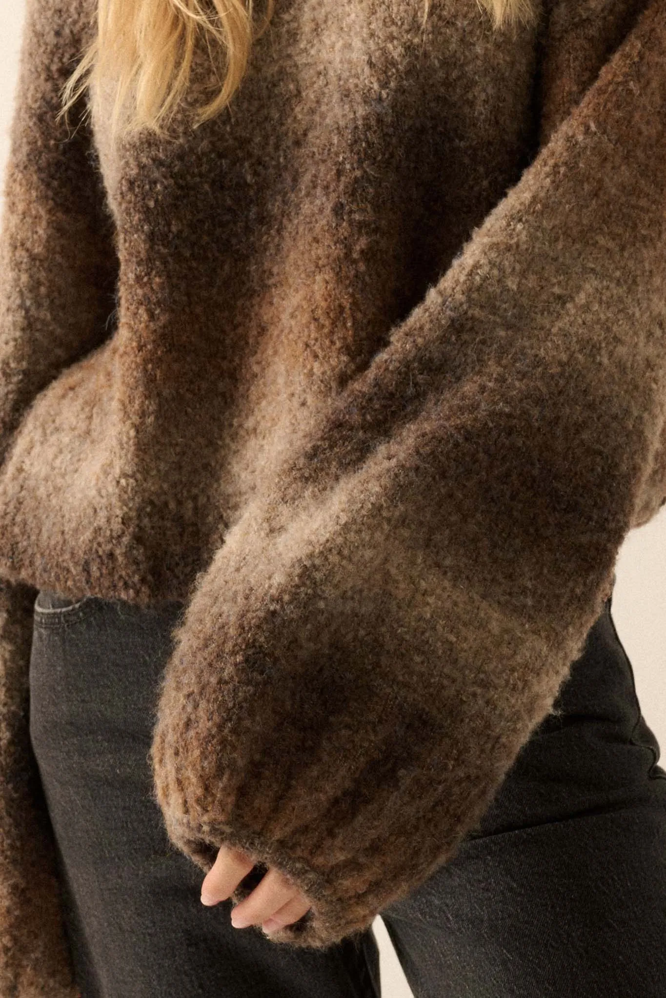 All for Hue Ombre Knit Bubble-Sleeve Sweater