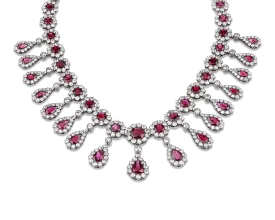 Antique Burma Ruby and Diamond Necklace