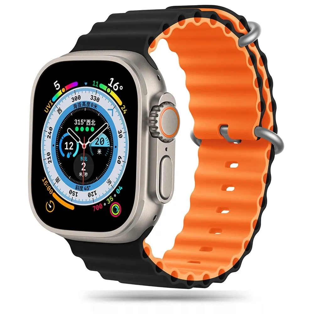 Apple Watch (42/44/45/49mm) Tech-Protect Iconband Pro Silikone Rem - Sort / Orange