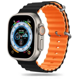 Apple Watch (42/44/45/49mm) Tech-Protect Iconband Pro Silikone Rem - Sort / Orange