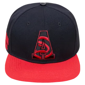 ATLANTA HAWKS MULTI LOGO WOOL SNAPBACK HAT (BLACK/RED)
