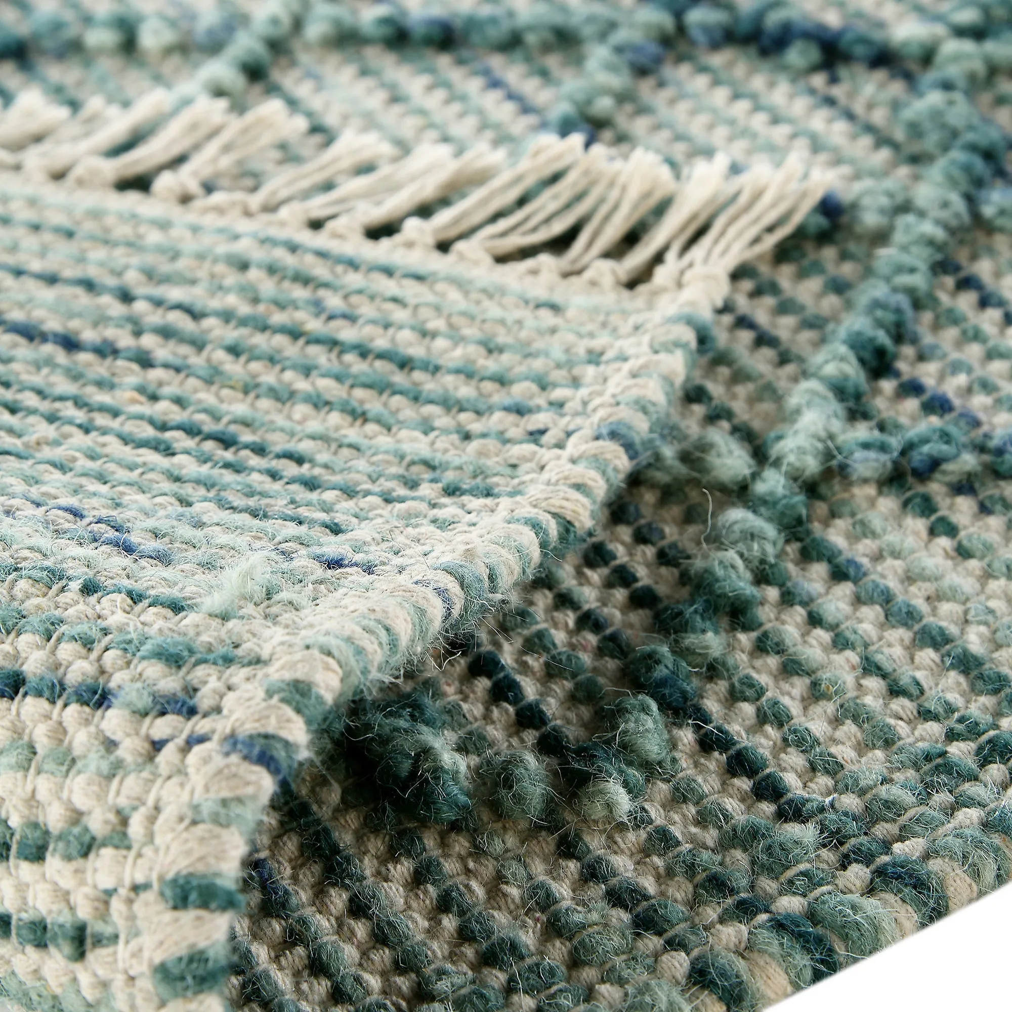 Premium Handwoven Avanti Bobble Wool Rug in Aquamarine Color