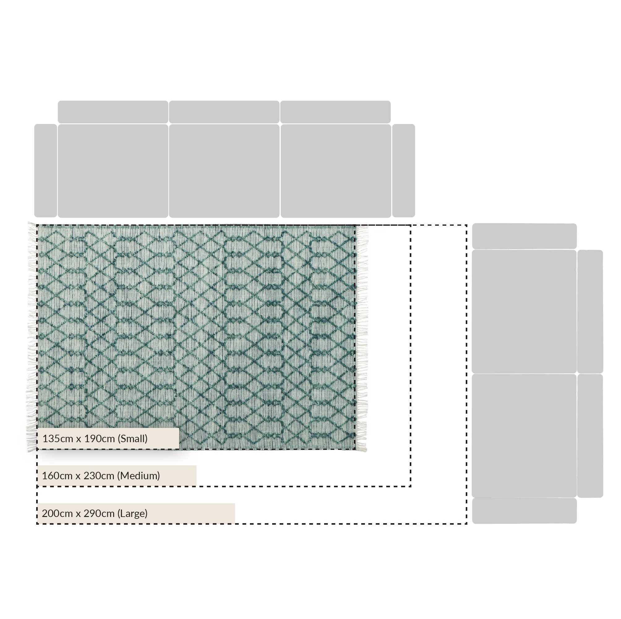 Premium Handwoven Avanti Bobble Wool Rug in Aquamarine Color