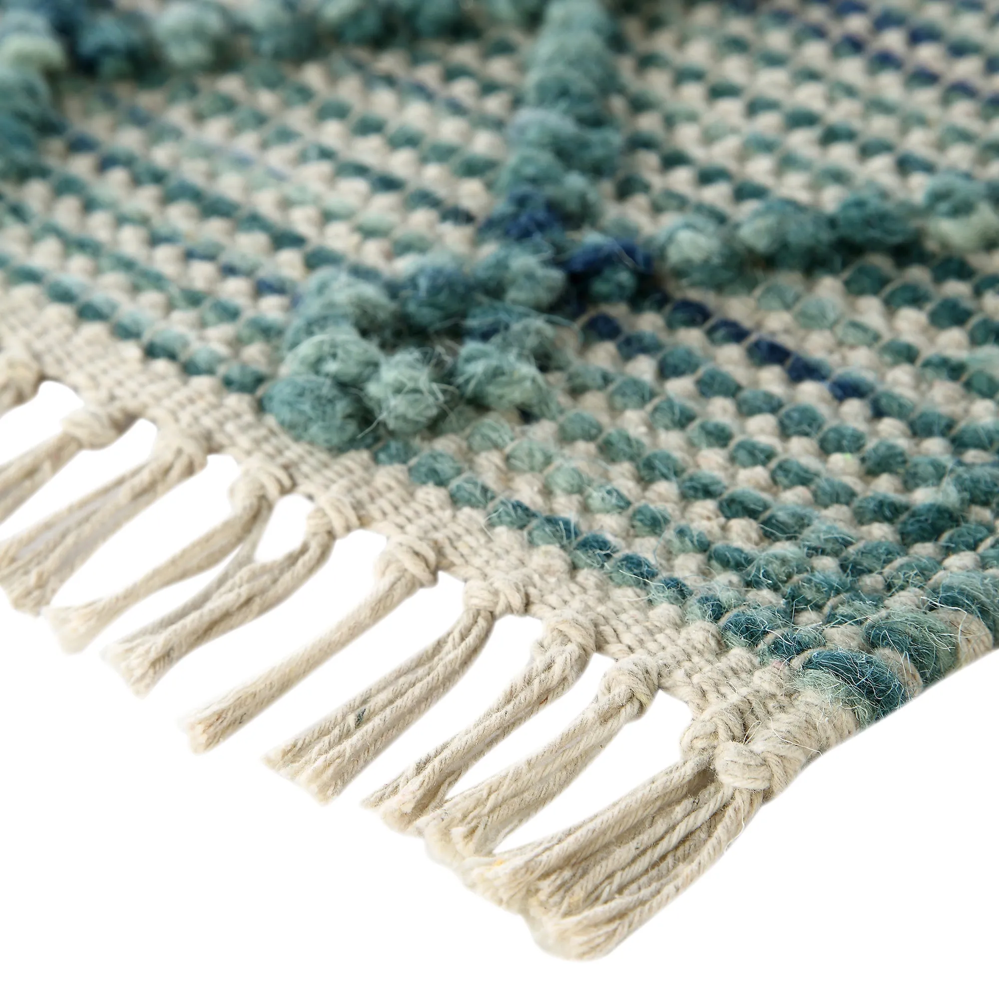 Premium Handwoven Avanti Bobble Wool Rug in Aquamarine Color