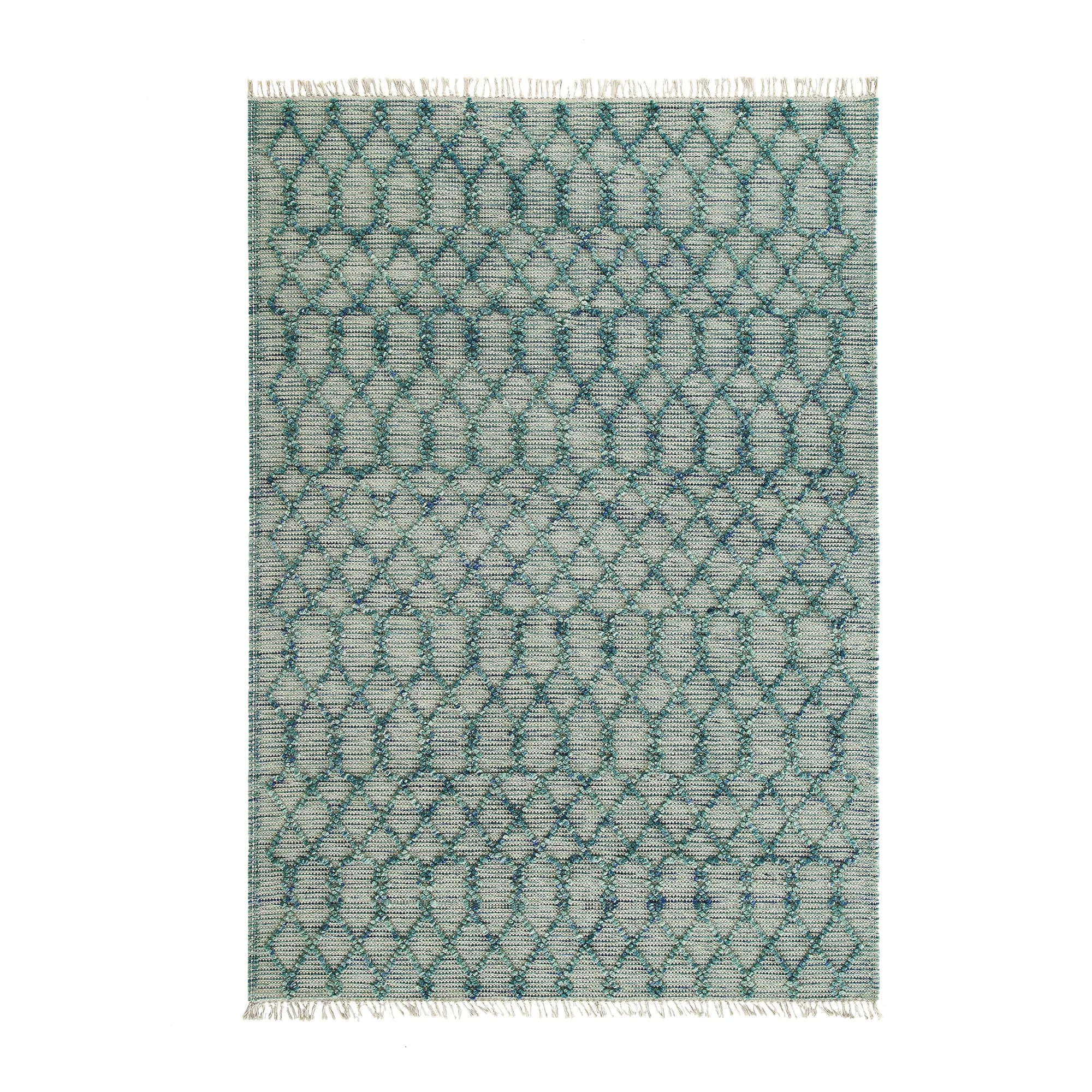 Premium Handwoven Avanti Bobble Wool Rug in Aquamarine Color