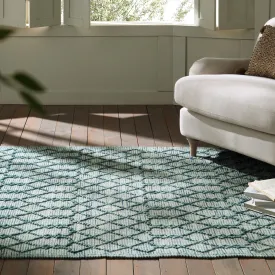 Premium Handwoven Avanti Bobble Wool Rug in Aquamarine Color