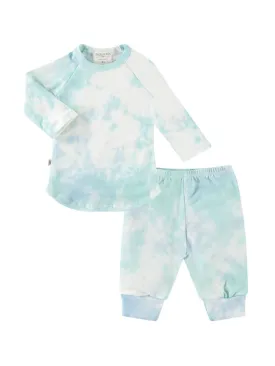 Baby French Terry Baseball Tee & Legging - Blue-Green Tie Dye