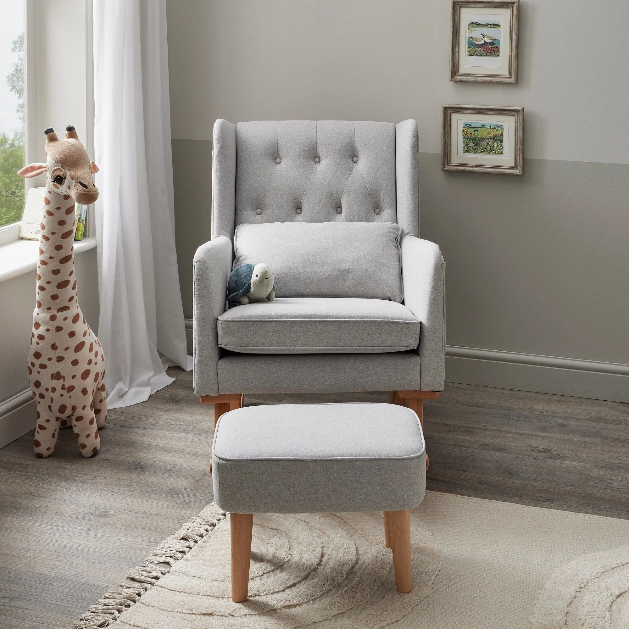 Babymore Lux Nursing Chair with Stool - Grey