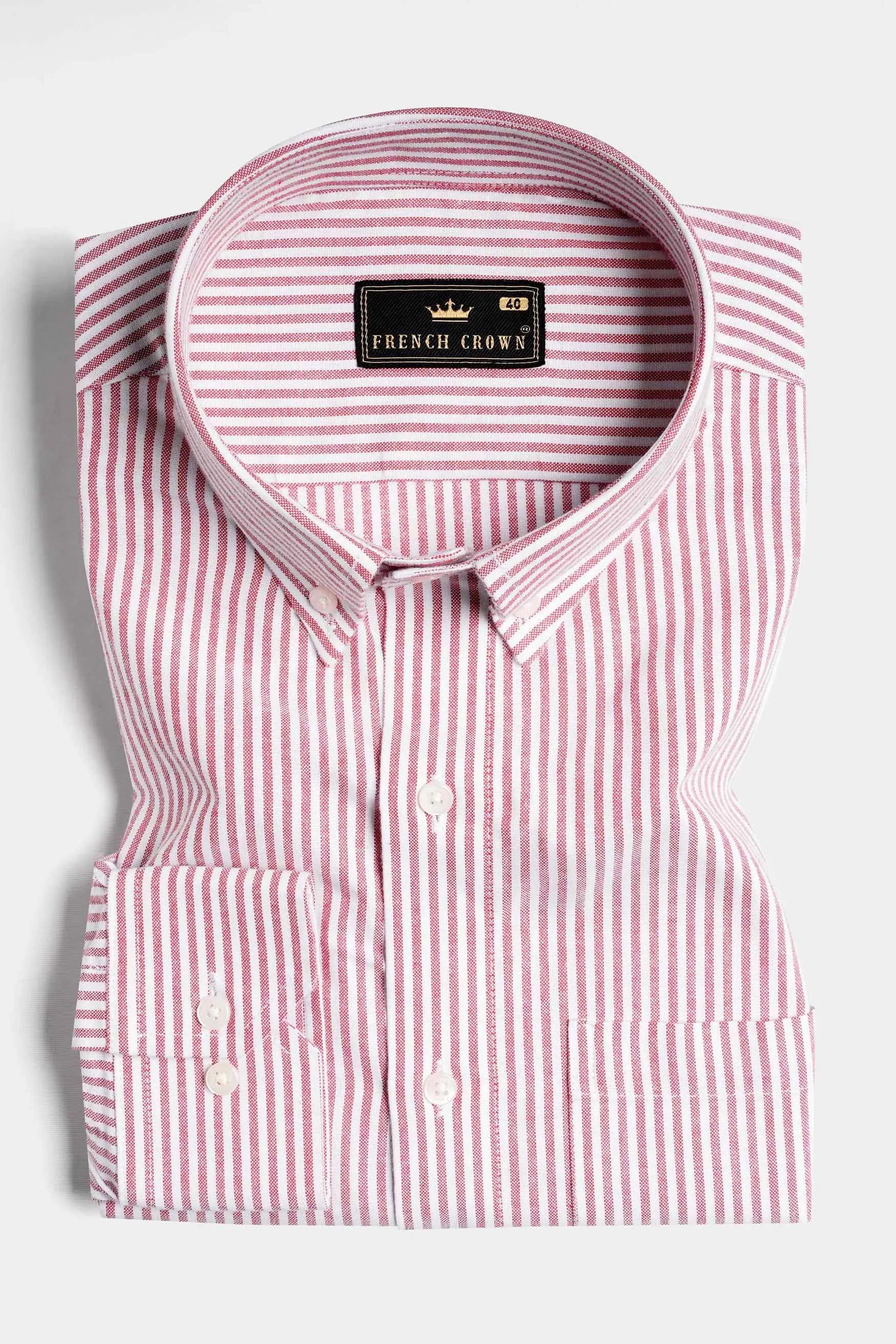 Bashful Pink and White PinStriped Royal Oxford Shirt