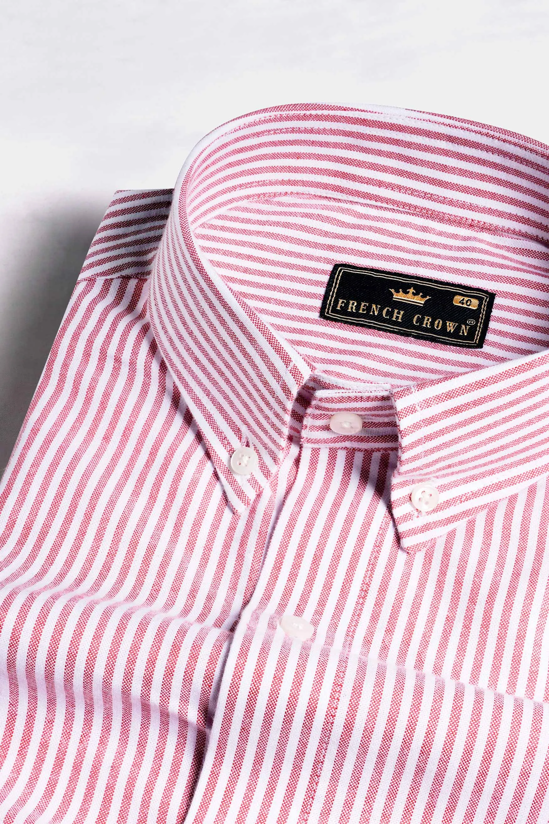 Bashful Pink and White PinStriped Royal Oxford Shirt