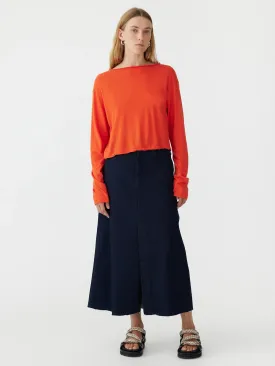 Bassike Raw Neck Boxy Long Sleeve T.shirt - Grenadine