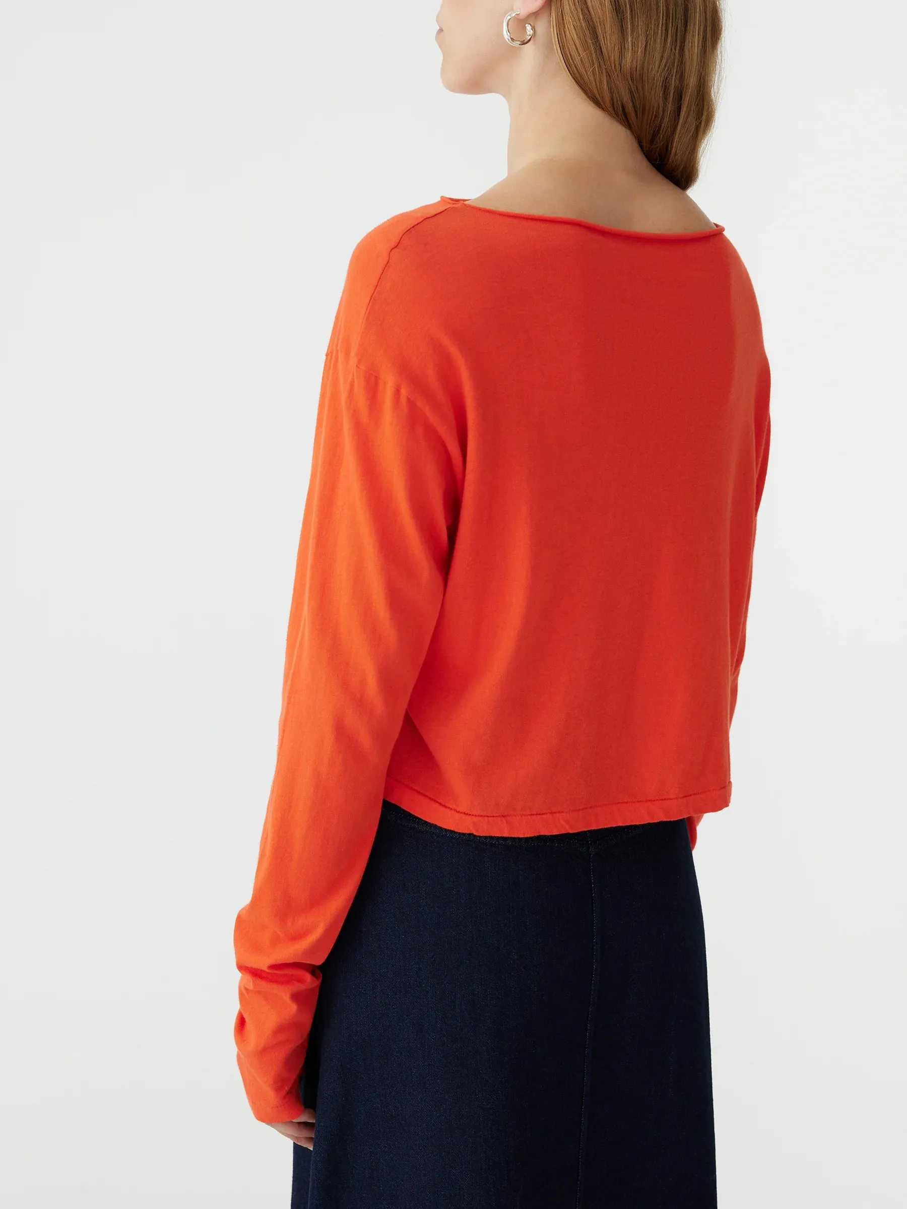 Bassike Raw Neck Boxy Long Sleeve T.shirt - Grenadine