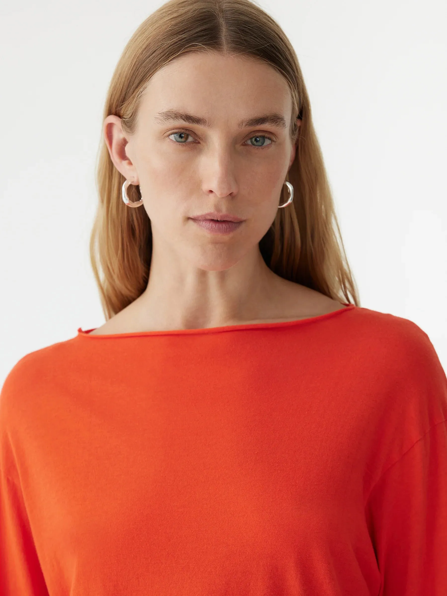 Bassike Raw Neck Boxy Long Sleeve T.shirt - Grenadine