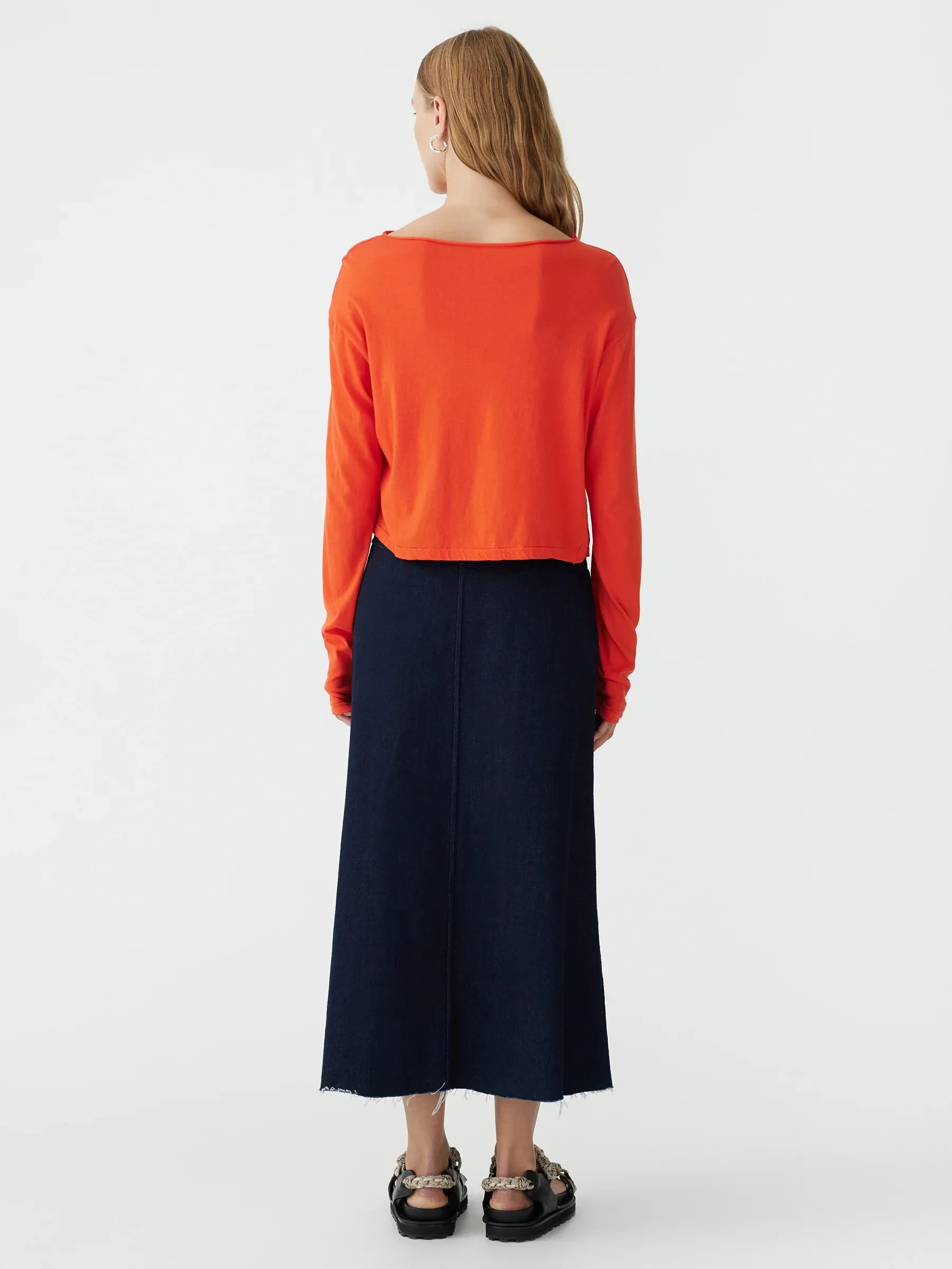 Bassike Raw Neck Boxy Long Sleeve T.shirt - Grenadine