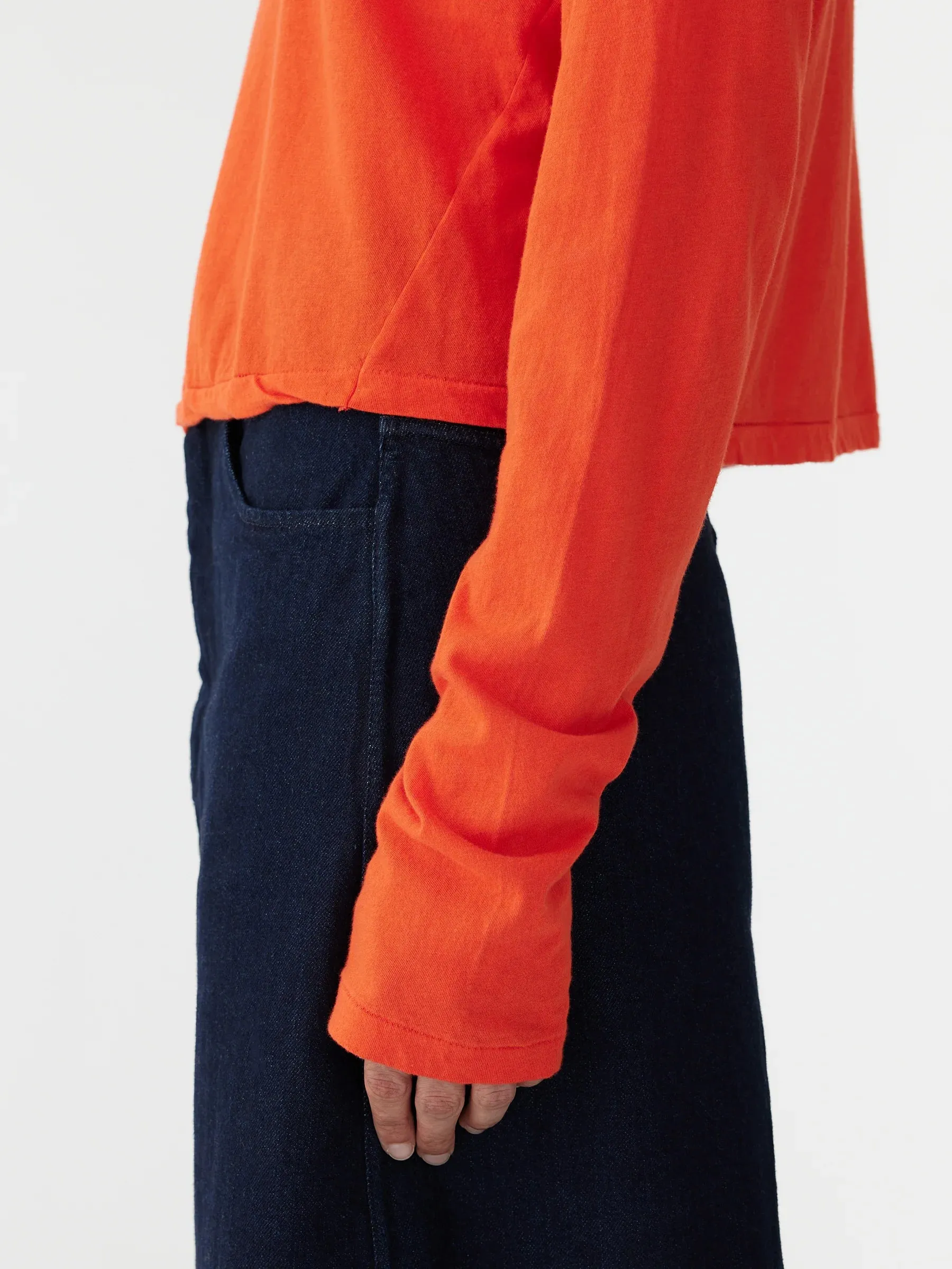 Bassike Raw Neck Boxy Long Sleeve T.shirt - Grenadine