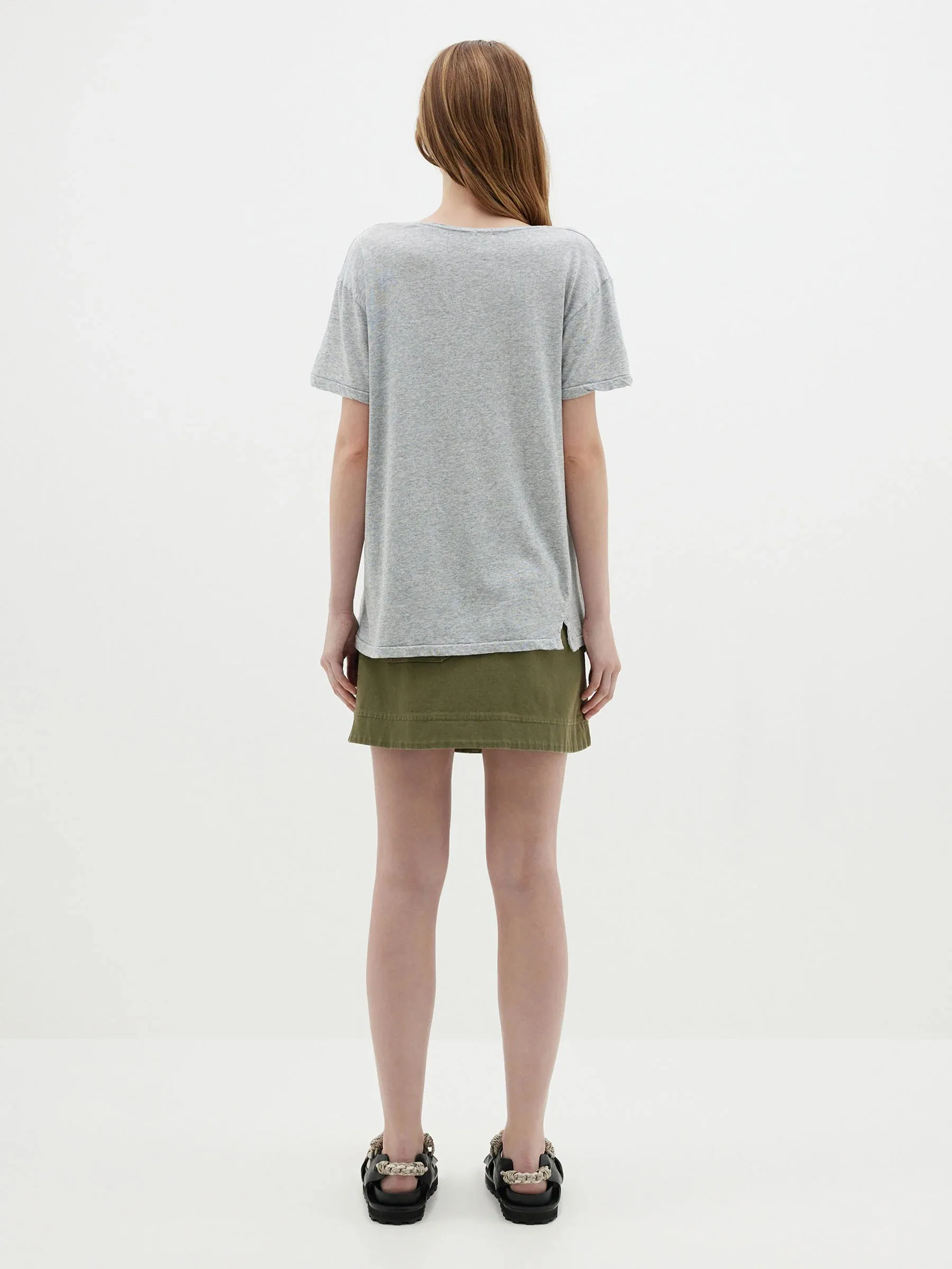 Bassike Regular Fit V Neck T.Shirt - Grey Marl