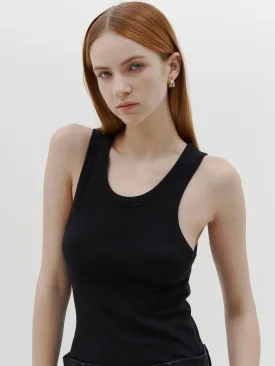 Bassike Slim Superfine Rib Tank - Black