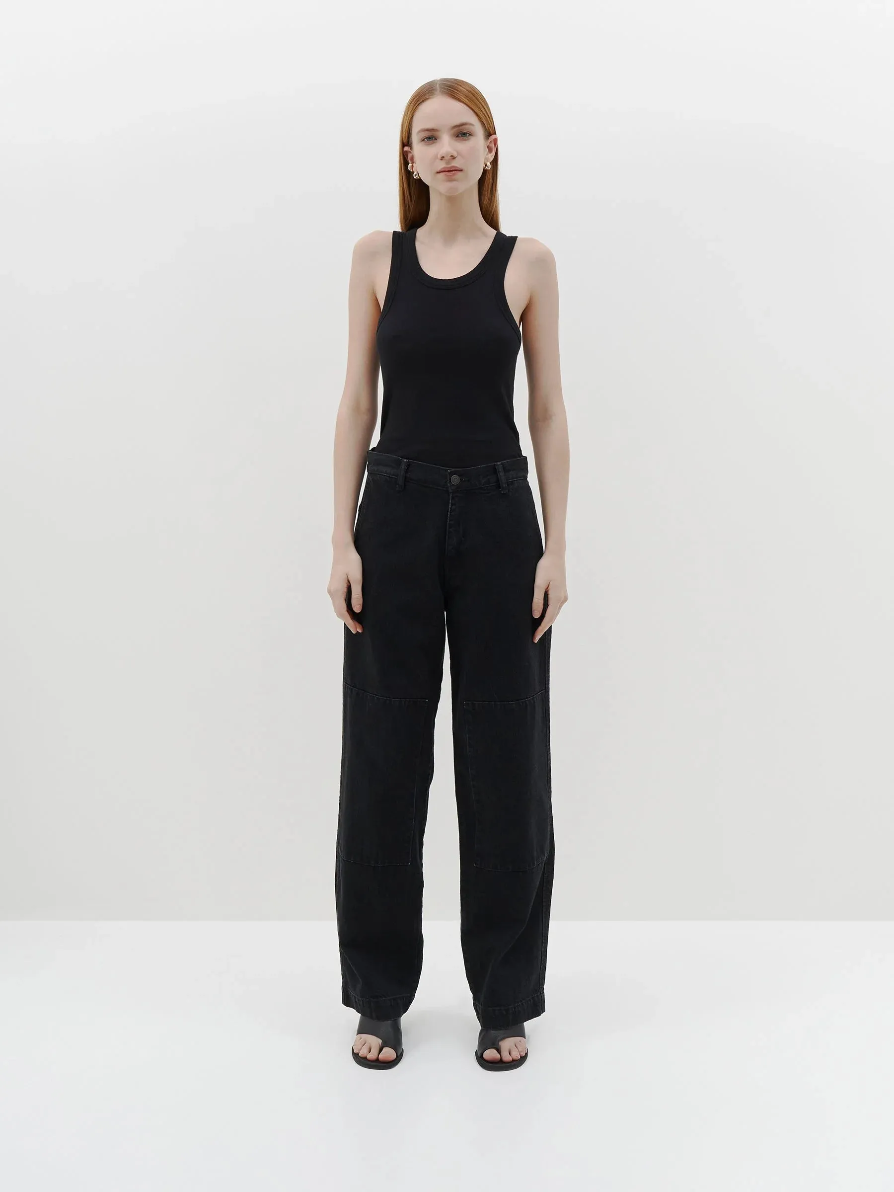 Bassike Slim Superfine Rib Tank - Black