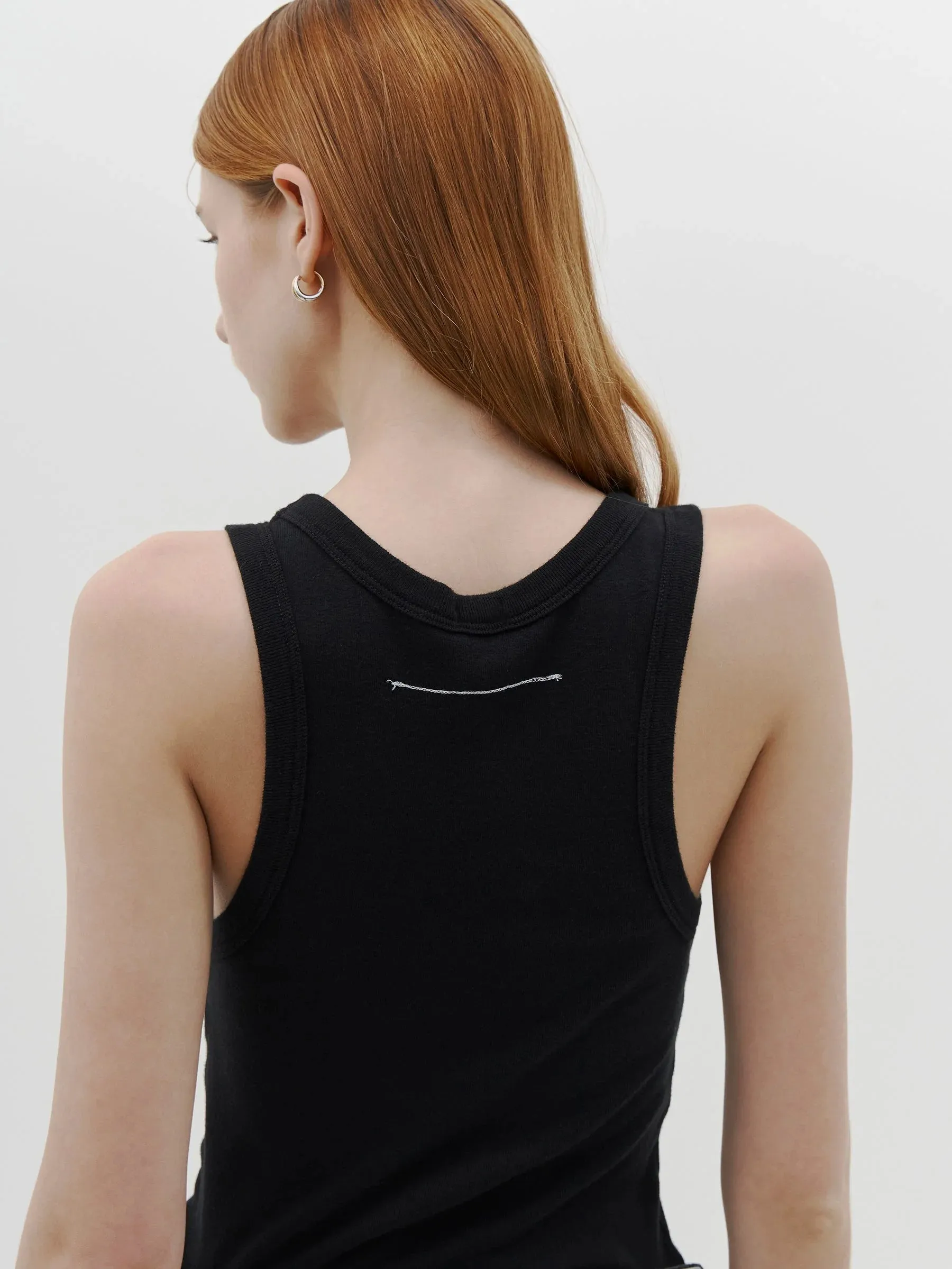 Bassike Slim Superfine Rib Tank - Black