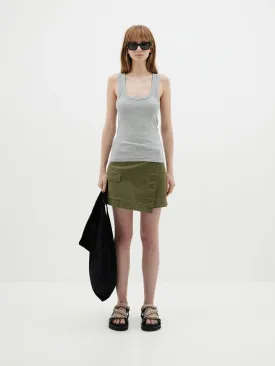Bassike Slim Superfine Rib Tank - Grey Marl