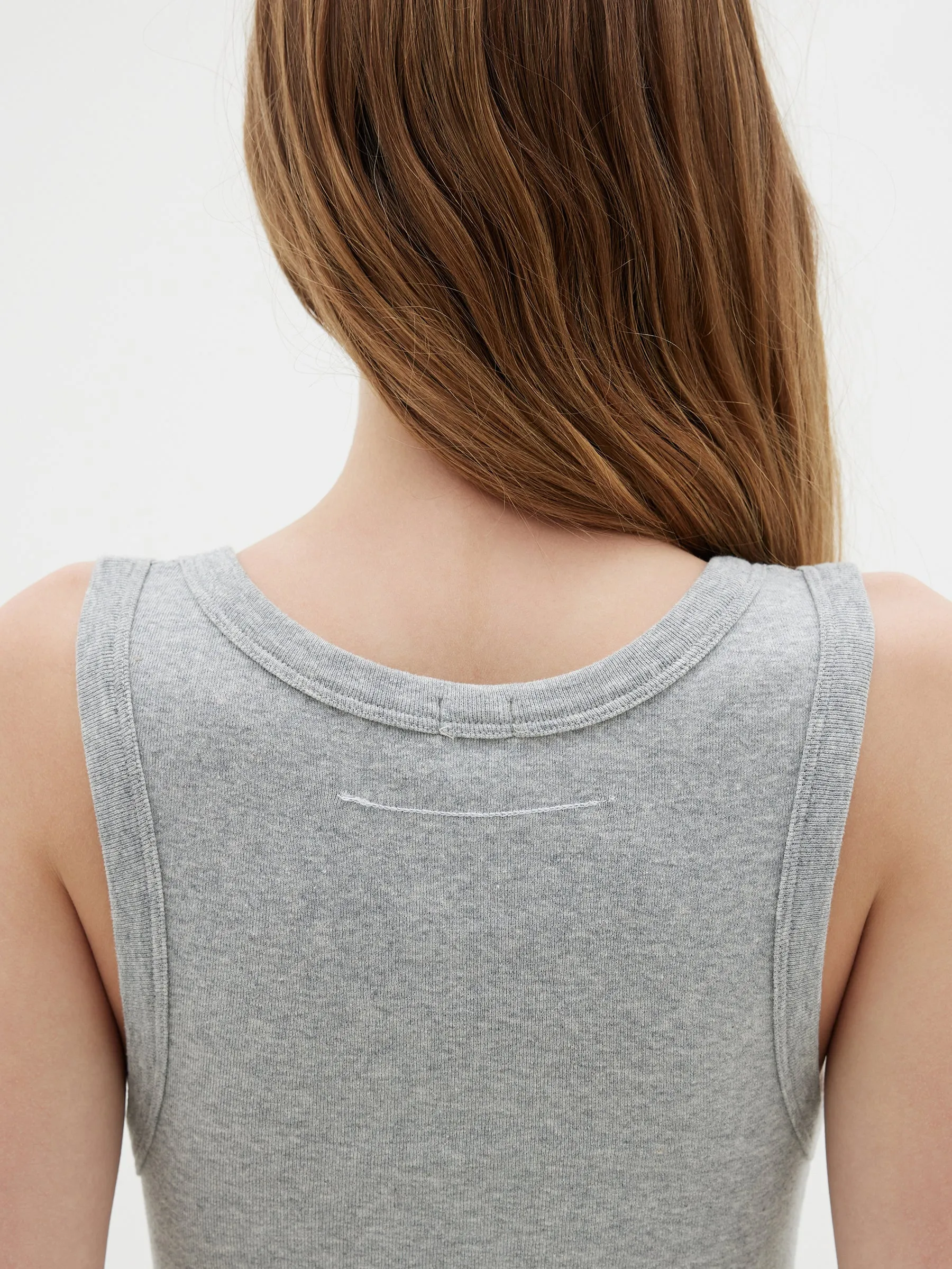 Bassike Slim Superfine Rib Tank - Grey Marl