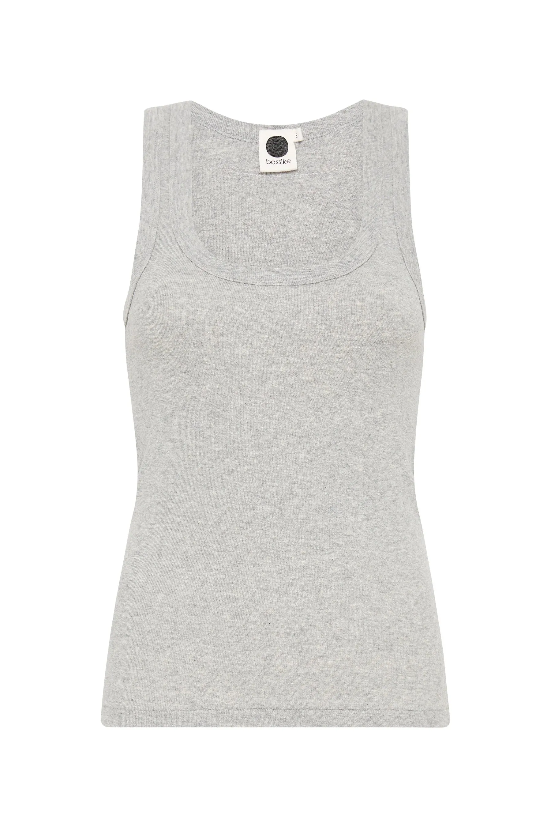 Bassike Slim Superfine Rib Tank - Grey Marl