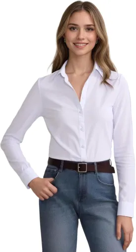 Beninos Women's White Button Down Shirts Elegant Office Dress Shirt Blouse