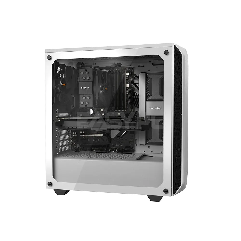 BeQuiet Pure Base 500 Tempered Glass, 2x 140mm Fans Window Black, White & Metallic Gray, Two Preinstalled Pure Wings 2 140mm fans Mid-Tower Case 4JTP