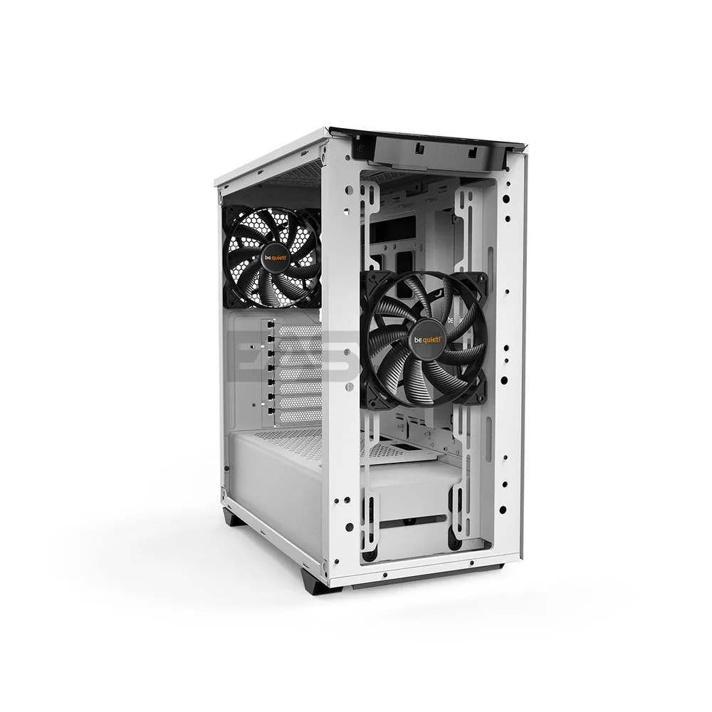 BeQuiet Pure Base 500 Tempered Glass, 2x 140mm Fans Window Black, White & Metallic Gray, Two Preinstalled Pure Wings 2 140mm fans Mid-Tower Case 4JTP