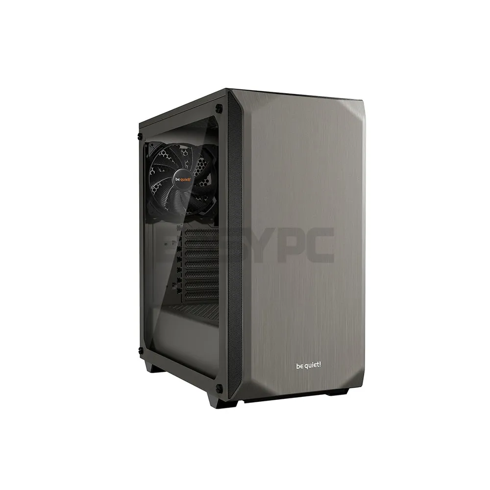 BeQuiet Pure Base 500 Tempered Glass, 2x 140mm Fans Window Black, White & Metallic Gray, Two Preinstalled Pure Wings 2 140mm fans Mid-Tower Case 4JTP