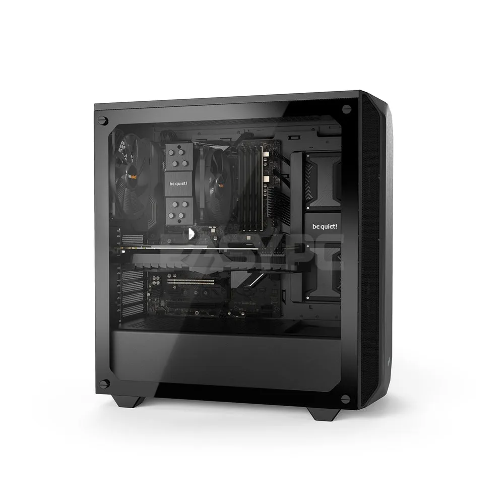 BeQuiet Pure Base 500 Tempered Glass, 2x 140mm Fans Window Black, White & Metallic Gray, Two Preinstalled Pure Wings 2 140mm fans Mid-Tower Case 4JTP